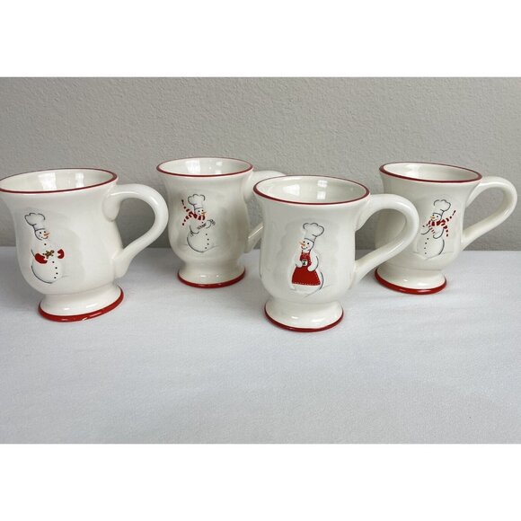 Williams Sonoma Snowman Chef Mugs Christmas Hot Cocoa Coffee Mug 4 - Picture 3 of 6